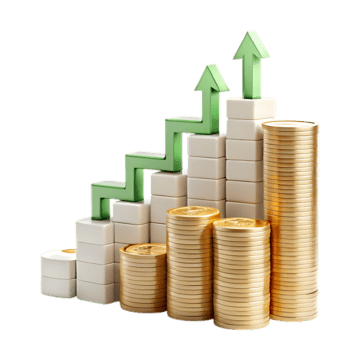 3D image of money growth on a podium
